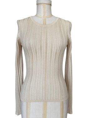ET‎ VOUS Fine Silk Women's Vintage Cream Pointelle Knit Pullover Top Size Small